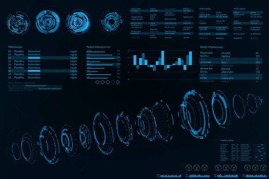 HUD panel UI Iş. Futuristik soyut teknoloji arka plan. Vektör ve Illustration