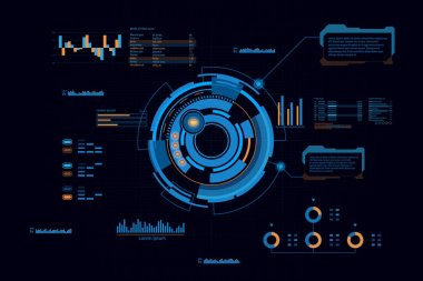 HUD panel UI Iş. Futuristik soyut teknoloji arka plan. Vektör ve Illustration