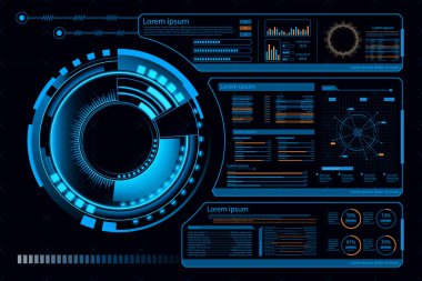 HUD panel UI Iş. Futuristik soyut teknoloji arka plan. Vektör ve Illustration