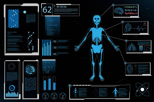 Kroppen Information Futuristisk Designkoncept Diagram För Analys Kropp Och Information — Stock vektor