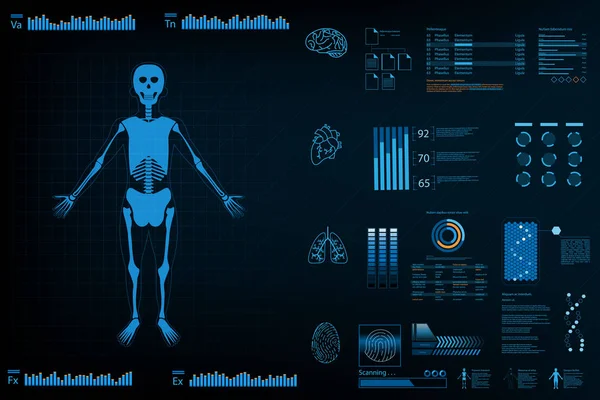Kroppen Information Futuristisk Designkoncept Diagram För Analys Kropp Och Information — Stock vektor