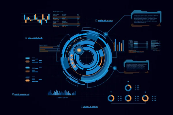 Panel Hud Negocio Fondo Futurista Tecnología Abstracta Vector Ilustración — Vector de stock