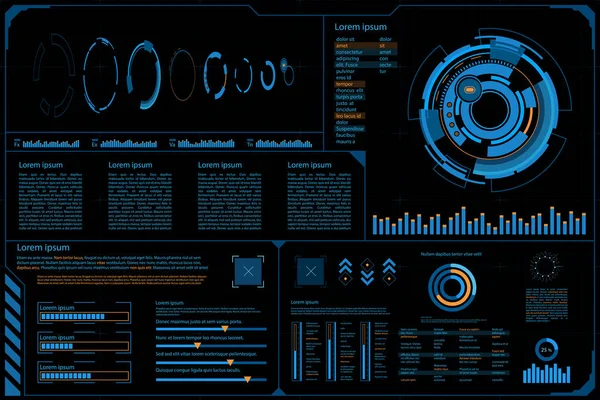 HUD panel UI Iş. Futuristik soyut teknoloji arka plan. Vektör ve Illustration