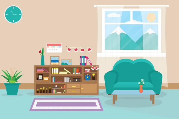 Interieur Werkplaats Ontwerp Met Computer Accessoires Vector Illustratie — Stockvector