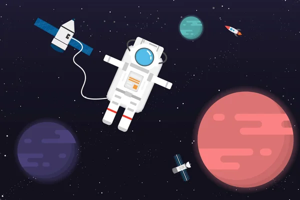 Astronauta Com Planeta Design Vector Ilustração — Vetor de Stock