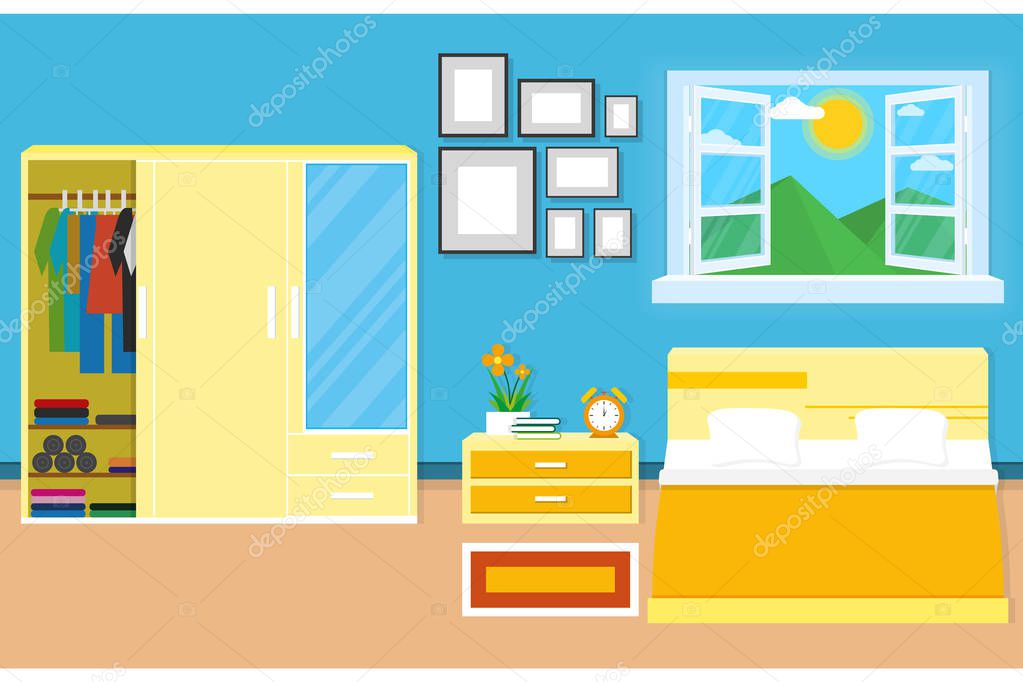 living room interior design with sofa and accessories, vector and illustration 