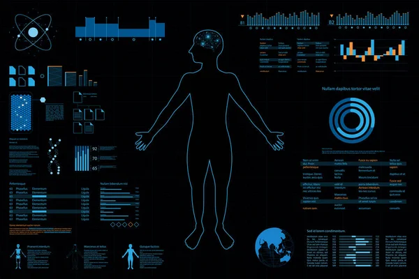 Concepto Futurista Del Diseño Información Del Cuerpo Gráfico Para Cuerpo — Vector de stock