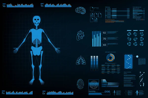 身体信息未来设计理念 分析主体和信息的图形 矢量图 — 图库矢量图片