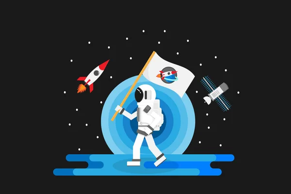 Astronaut Designem Planety Vektorová Ilustrace — Stockový vektor