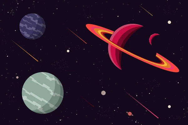 Planet Raum Hintergrund Flaches Design Vektorillustration — Stockvektor
