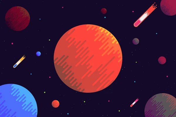 Planet Space Bakgrund Platt Design Vektor Illustration — Stock vektor