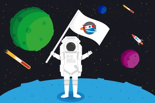 Astronauten Med Planet Design Vektor Och Illustration — Stock vektor