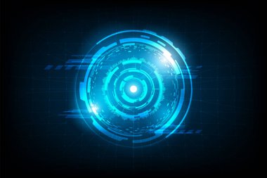 mavi neon vektör illüstrasyon, daire fütüristik tasarım