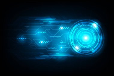 mavi neon vektör illüstrasyon, Cyberspace fütüristik tasarım, kopya alanı