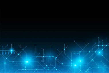 mavi neon vektör illüstrasyon, Cyberspace fütüristik tasarım, kopya alanı