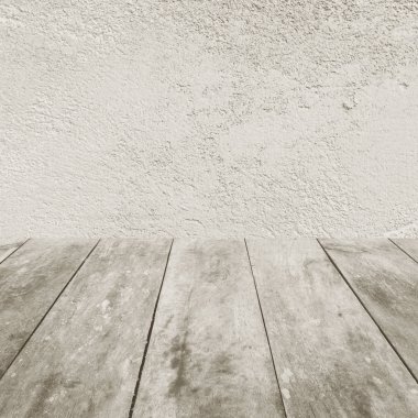 Beton duvar ve ahşap zemin arka plan