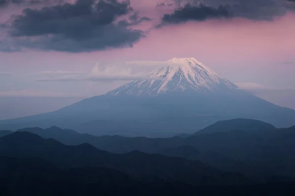 Верхній Частині Fuji Сходом Сонця Небо Весняний Сезон — стокове фото