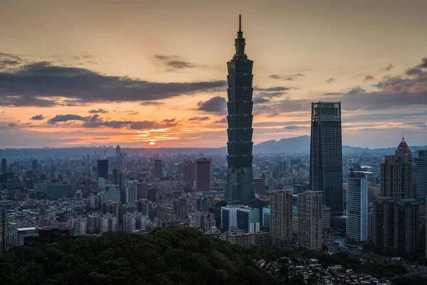 Taiwán Taipei Vista Nocturna Desde Monte Elefante — Foto de Stock