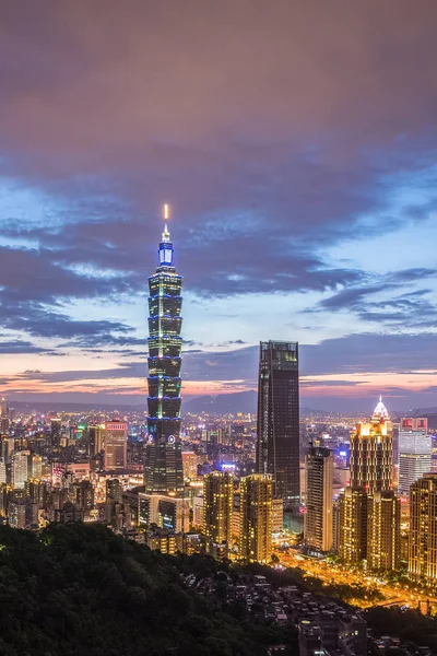 Taiwán Taipei Vista Nocturna Desde Monte Elefante — Foto de Stock