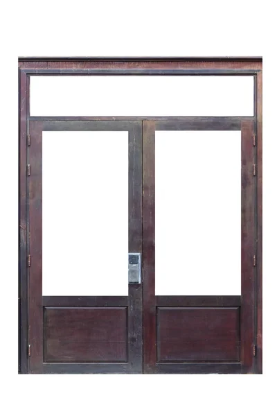 Black Wood Door Isolated White Background — Stock Photo, Image
