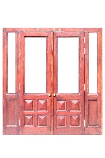 Porta Madeira Vermelha Quadro Isolado Fundo Branco — Fotografia de Stock