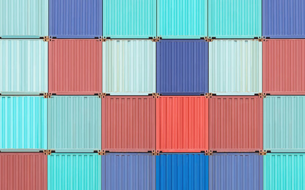 Colorful stack of container shipping at dockyard