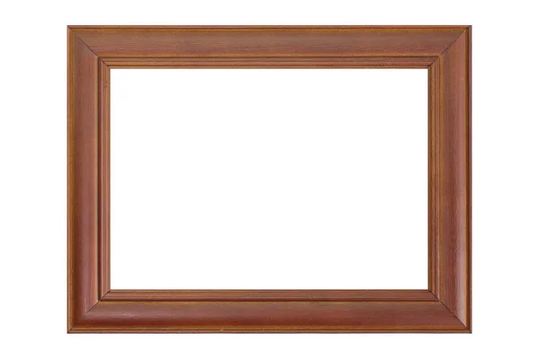 白い背景に分離された茶色の木製フォト フレーム — ストック写真