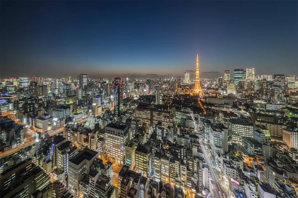 Vista Sulla Città Tokyo Con Tokyo Tower Notte — Foto Stock