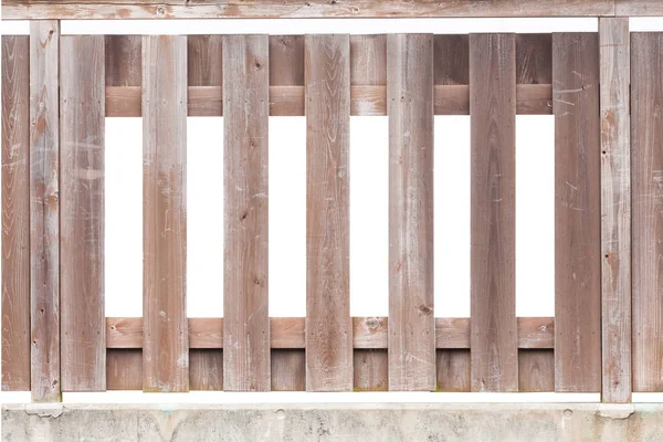 Brown wood fence isolated on white background