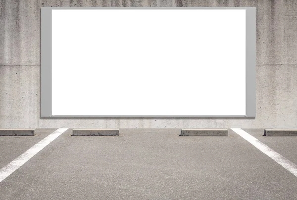 Blank Billboard Car Parking Lot — Stock Photo, Image