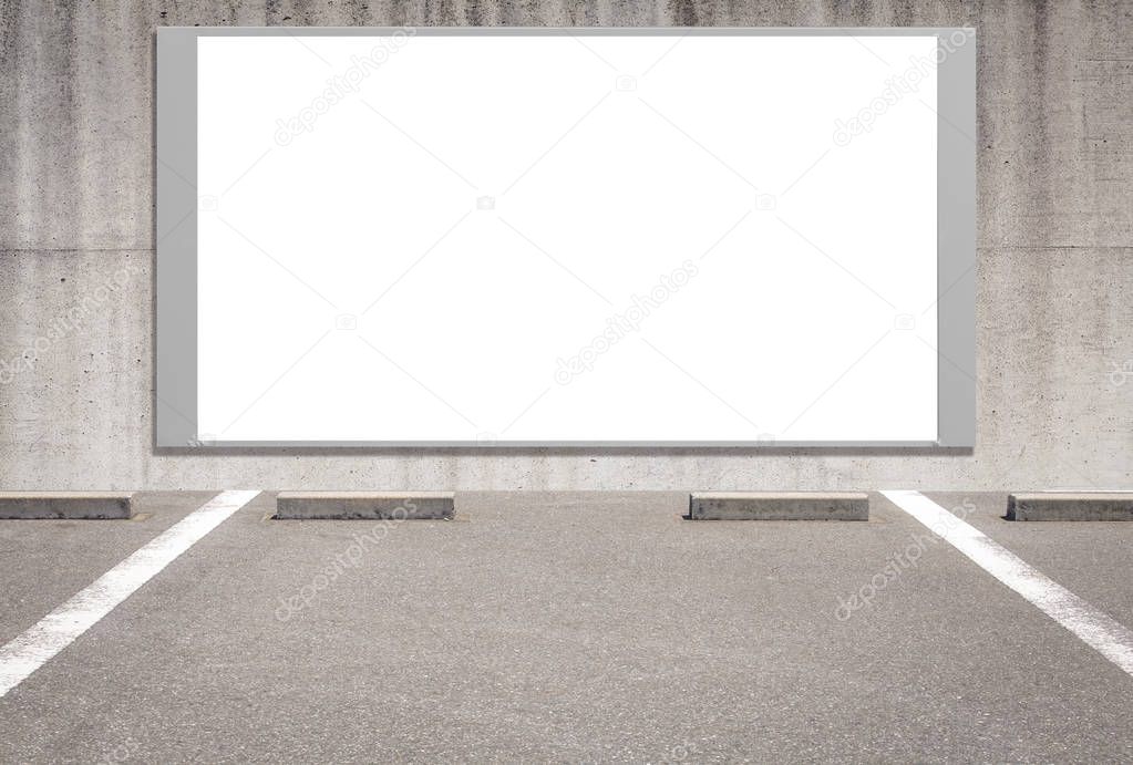 Blank billboard at car parking lot