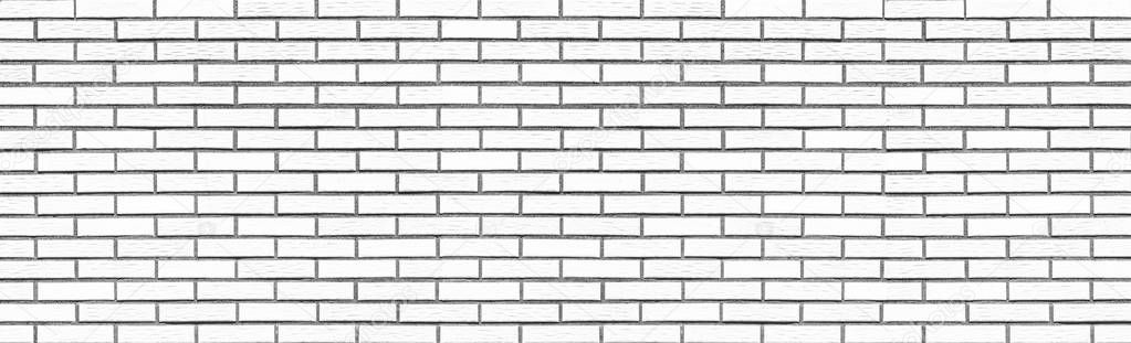 Panorama of white brick wall seamless background