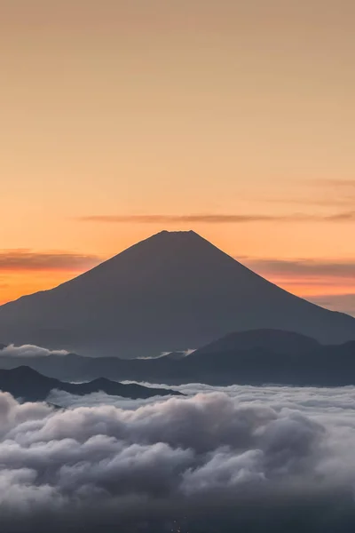 Fuji Com Mar Nuvens Verão Visto Kushigata — Fotografia de Stock