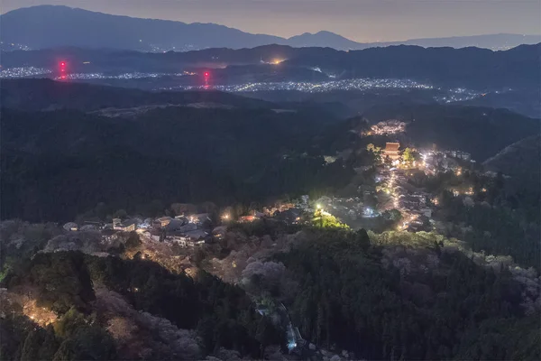 Yoshinoyama Sakura Cherry Blossom Rozsvítí Hoře Jošino Nara Prefektura Japonsko — Stock fotografie