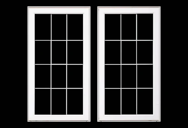 Siyah Arka Plan Üzerine Beyaz Ahşap Pencere Çerçevesi — Stok fotoğraf