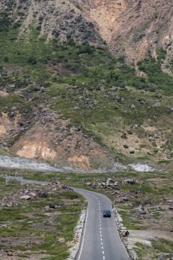 Japonya, Fukushima - 20 Haziran 2017: Bandai-Azuma karayolunda görünümünü 