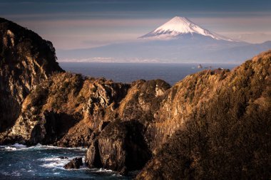 Sengamon Rock, dağ fuji ve Japonya deniz kış sezonu