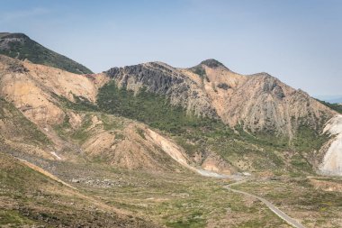 Azuma-Kofuji peak Dağı Bandai kuzeydoğusunda Fukushima ve Yamagata iller kenarlığına Mount Azuma volkanik dağ silsilesi