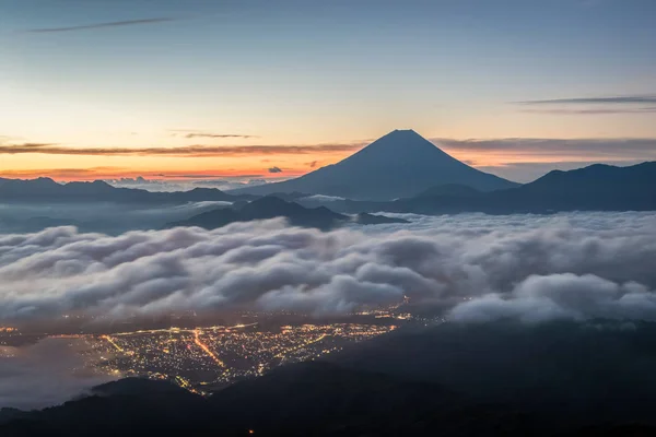 Vista Desde Monte Kushigata Monte Fuji Con Mar Nubes Verano — Foto de Stock