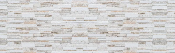 Panorama Modern Brown White Stone Wall Pattern — Stock Photo, Image