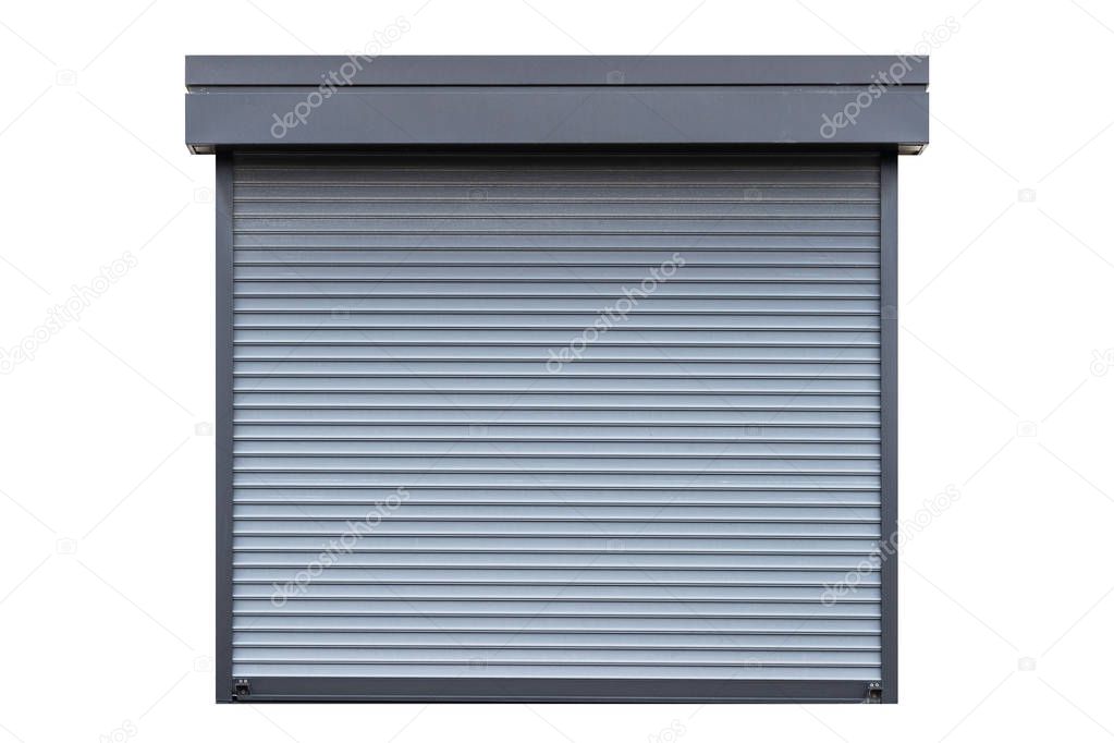 Black metal shutter window isolated on white background
