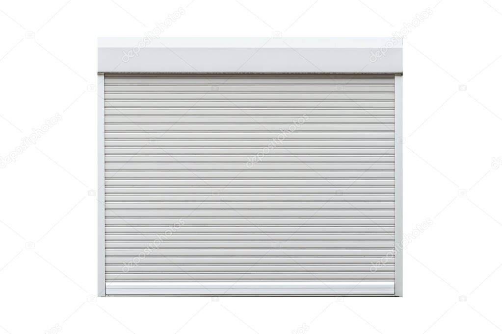 White metal roll shutter window isolated on white background