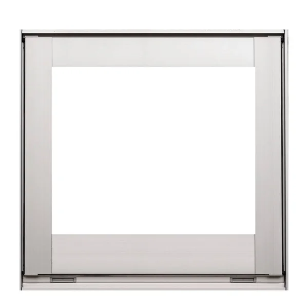 Stříbrný Hliníkový Rám Okna Izolovaných Bílém Pozadí — Stock fotografie
