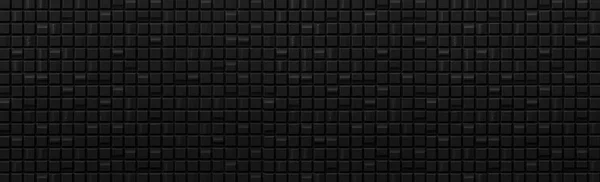 Panorama Černá Mozaika Zdi Bezešvé Pozadí — Stock fotografie