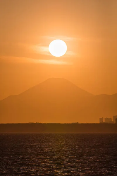 Vue Diamond Fuji Sur Fond Coucher Soleil — Photo