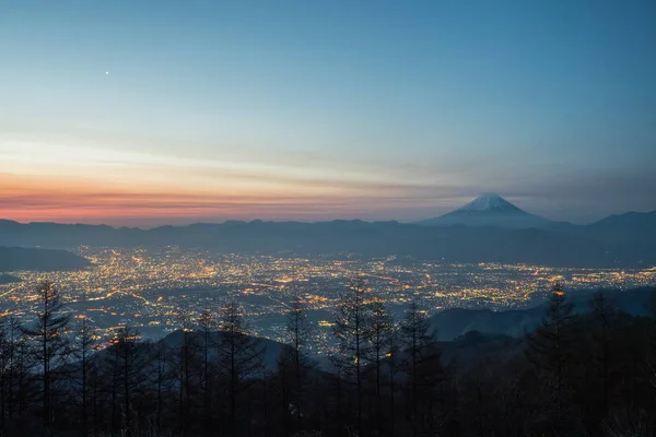 Fuji Kofu Miasto Wschód Słońca Niebo Widziane Amariyama — Zdjęcie stockowe