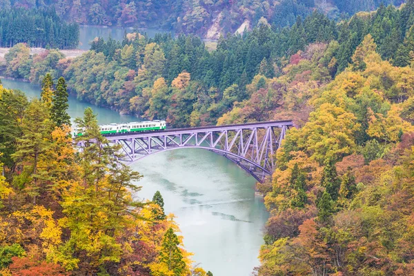 Sonbaharda Mishima Fukushima Tadami Hattı — Stok fotoğraf