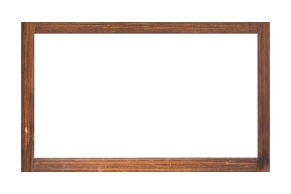 Brown Wood Photo Frame Isolated White Background — Stock Photo, Image