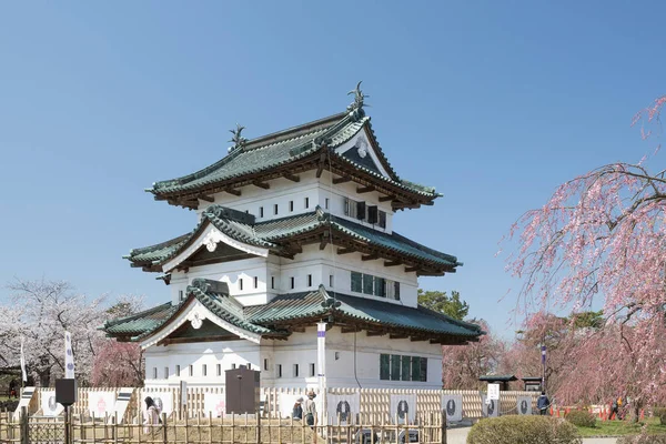 Hirosaki Castle Sakura Cherry Blossom Tree Spring Hirosaki Castle Tower — Stock Photo, Image