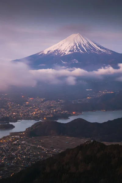 山富士和河口湖在清晨从 Shindo Toge — 图库照片
